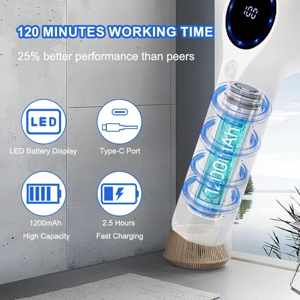 Cordless Electric Spin Scrubber With 5 Brush Heads USB Rechargeable Rotary Cleaning Brush For Bath 3