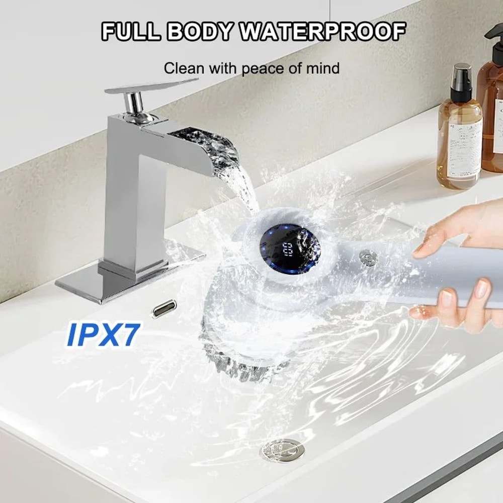 Cordless Electric Spin Scrubber With 5 Brush Heads USB Rechargeable Rotary Cleaning Brush For Bath 4