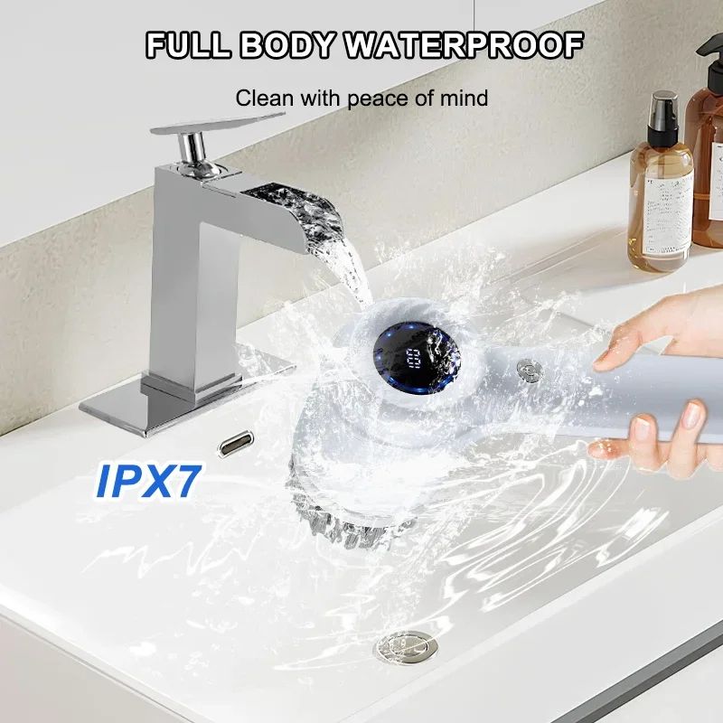 Cordless Electric Spin Scrubber With 5 Brush Heads USB Rechargeable Rotary Cleaning Brush For Bath 4