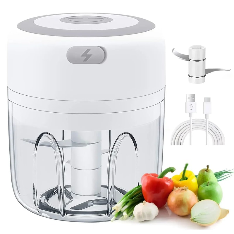 Cordless 300ml Electric Garlic Chopper USB Rechargeable Mini Food Processor With Stainless Steel B 0