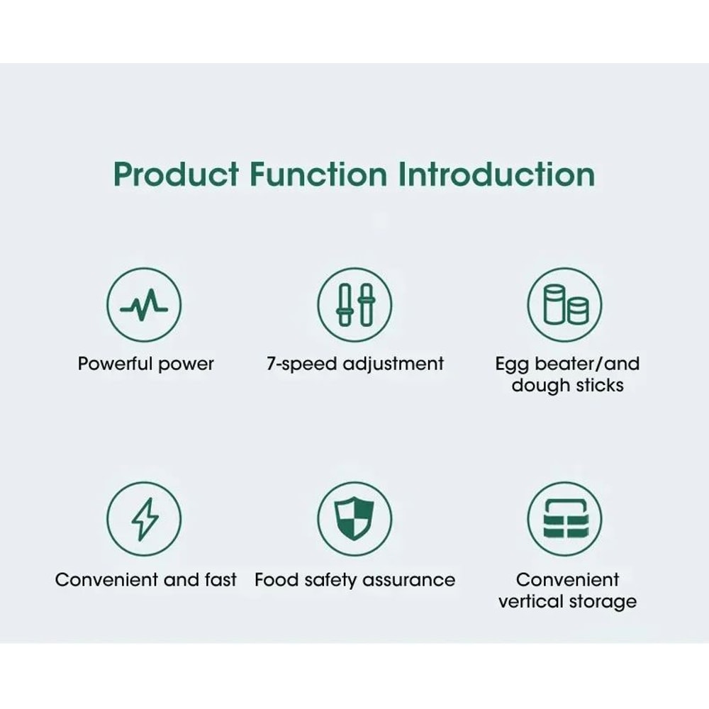 7Speed Handheld Electric Mixer For Baking Whipping Lightweight Electric Egg Beater With Dough Hoo 6