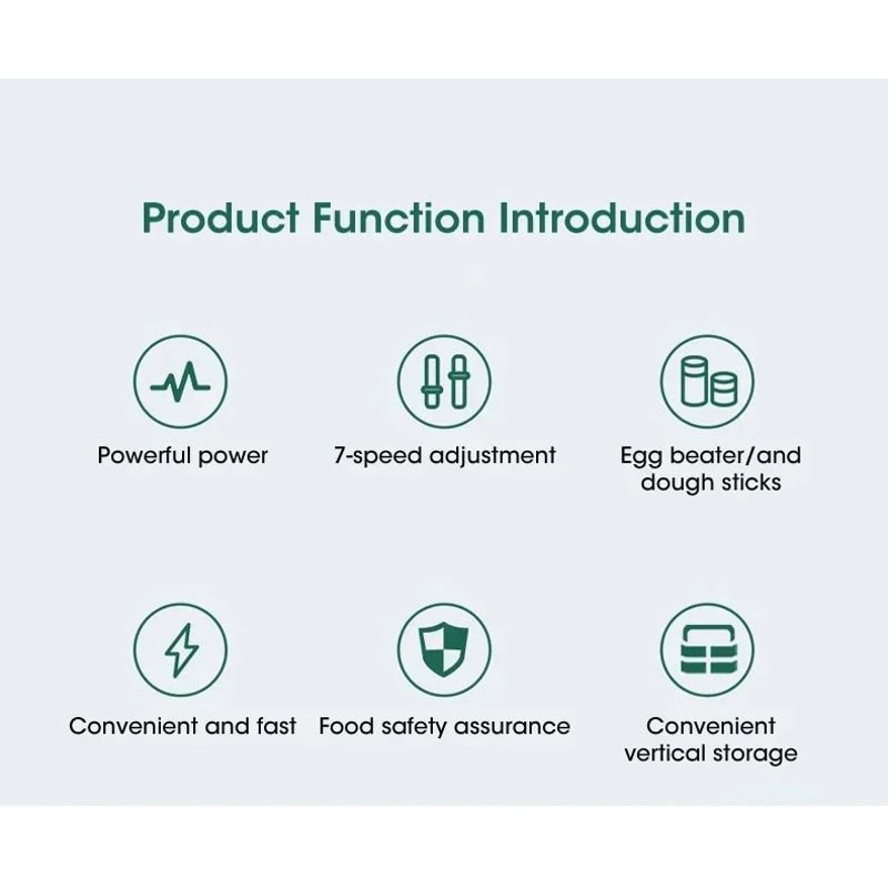 7Speed Handheld Electric Mixer For Baking Whipping Lightweight Electric Egg Beater With Dough Hoo 6