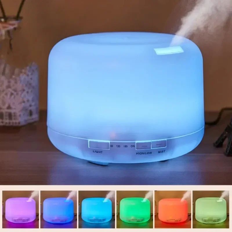 500ml Wood Grain Essential Oil Diffuser Ultrasonic Cool Mist Humidifier With 7Color Night Light 1
