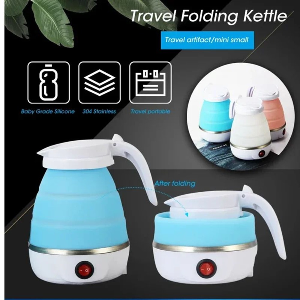 Foldable Travel Electric Kettle 600ml Portable FastBoil Mini Water Boiler For Hotels Camping Dail 3
