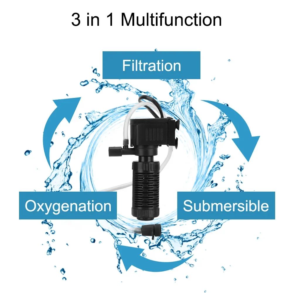 Quiet Mini Aquarium Filter Submersible Pump 200LH With Oxygenation EasyClean Internal Filter For F 2