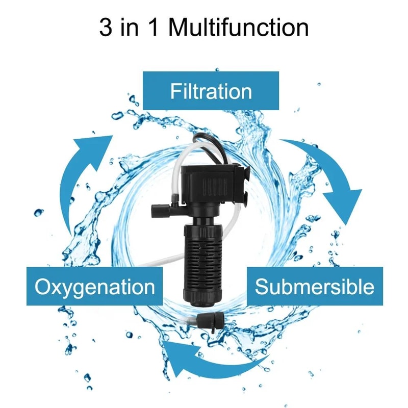Quiet Mini Aquarium Filter Submersible Pump 200LH With Oxygenation EasyClean Internal Filter For F 2