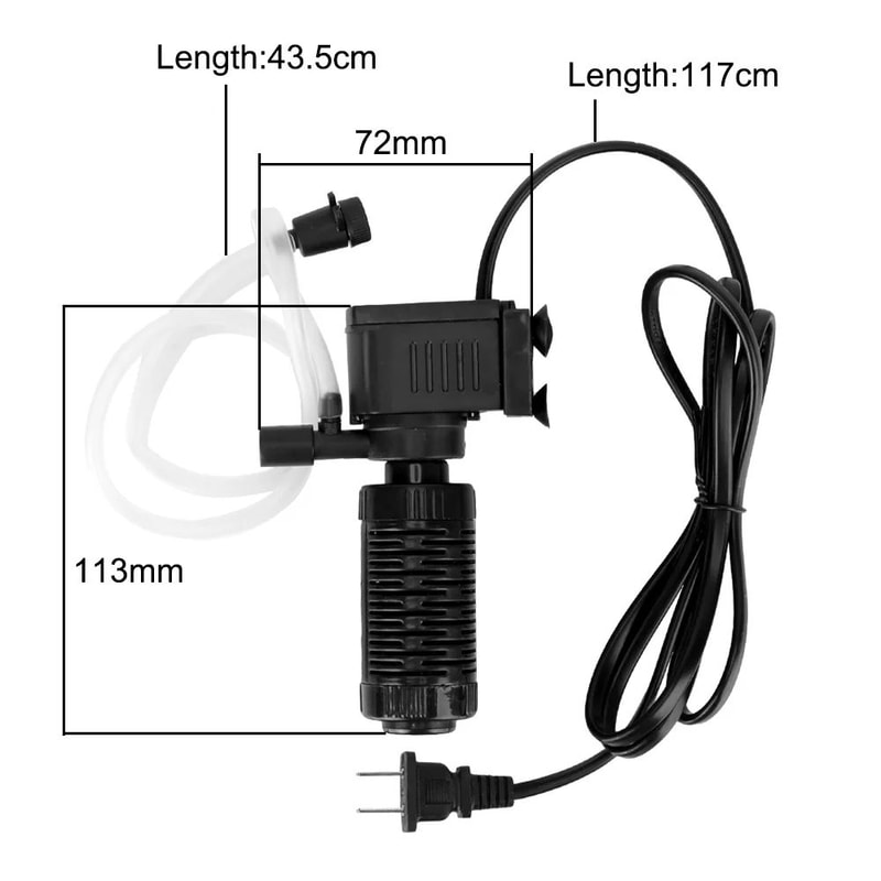 Quiet Mini Aquarium Filter Submersible Pump 200LH With Oxygenation EasyClean Internal Filter For F 8