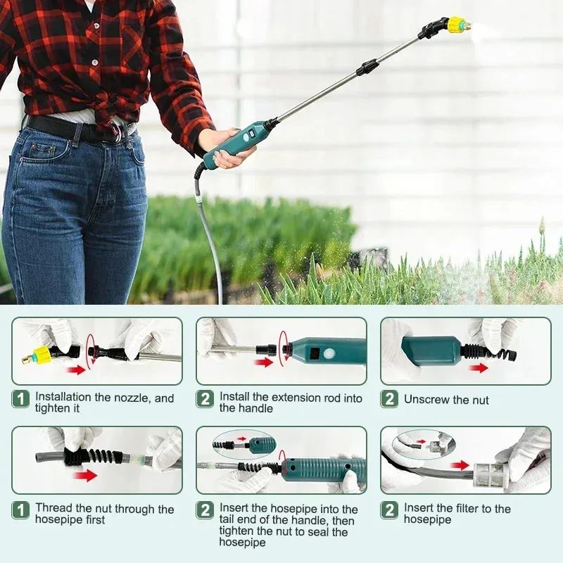 HighPressure Electric Garden Sprayer 2400mAh With 3 Nozzles Telescopic Wand 3