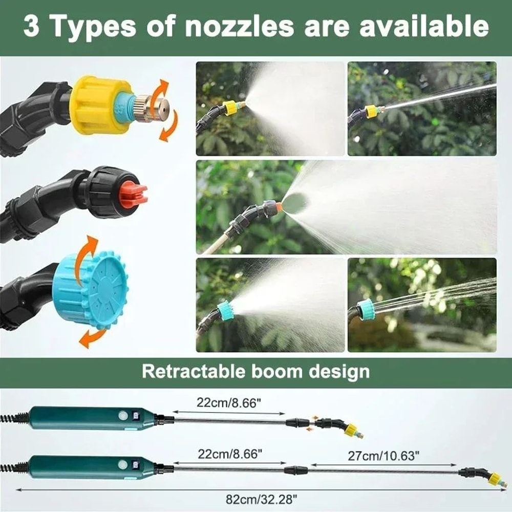 HighPressure Electric Garden Sprayer 2400mAh With 3 Nozzles Telescopic Wand 4