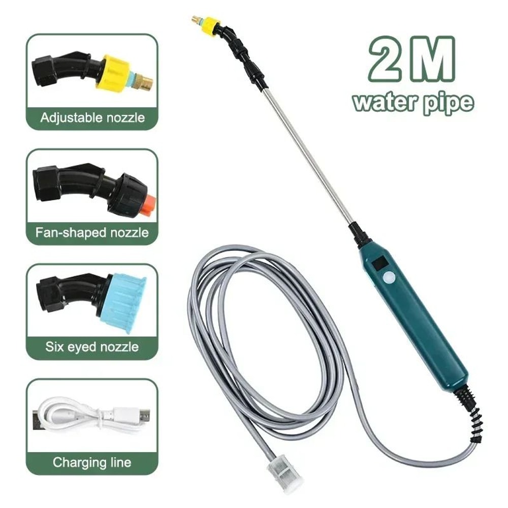 HighPressure Electric Garden Sprayer 2400mAh With 3 Nozzles Telescopic Wand 6