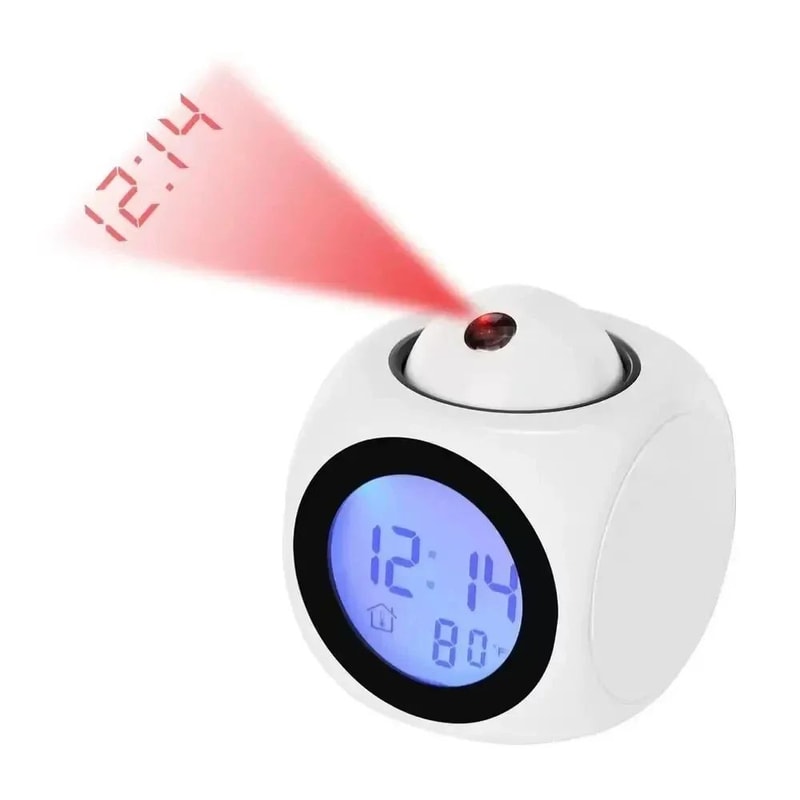 Ceiling Projection Alarm Clock With Temperature Display Voice Talking Snooze Digital Desk Clock 6