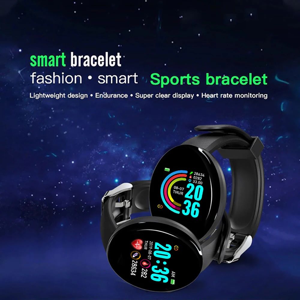 D18 Circular Color Screen Smartwatch Fitness Tracker Watch With Call Message Notifications 1