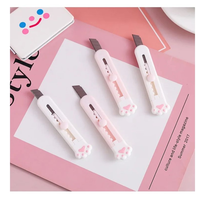 Cat Paw Retractable Utility Knife Mini Box Cutter Letter Opener For Cute Desk Essentials 1