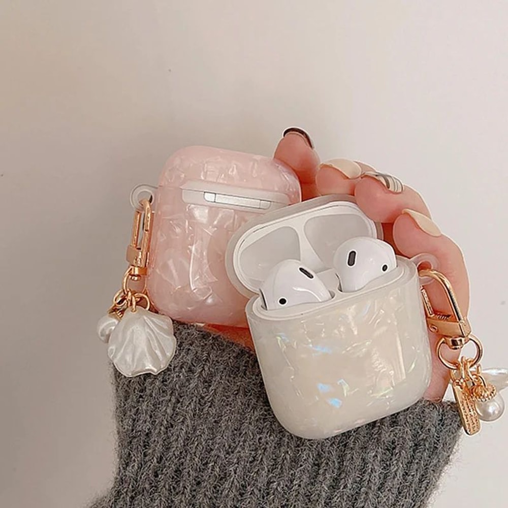 Pearl Shell AirPods Case With Keychain Luxury Protective Cover For AirPods 1234 Pro 4