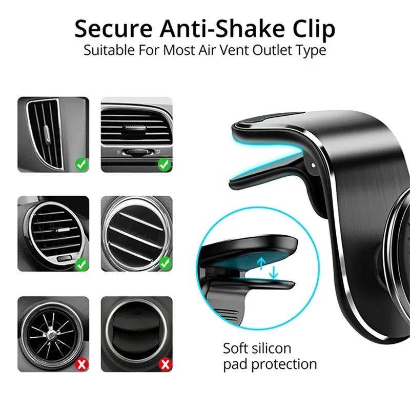 Magnetic Car Phone Holder Air Vent Mount With 360 Rotation Secure Universal Smartphone Stand 3