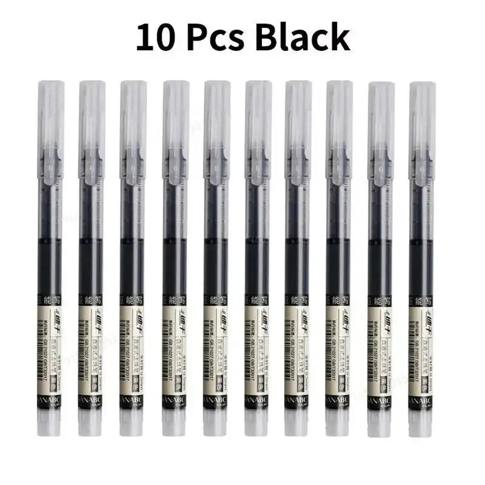 10Pack 05mm Needle Tip Black Ink Gel Pen Set Smooth Kawaii Stationery Pens For School Office 6