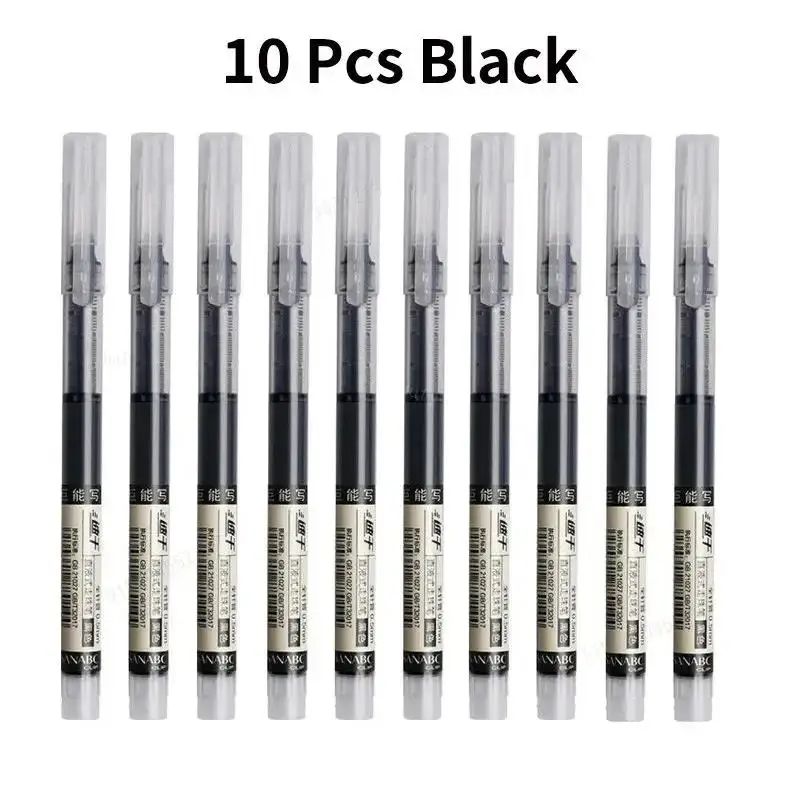 10Pack 05mm Needle Tip Black Ink Gel Pen Set Smooth Kawaii Stationery Pens For School Office 6