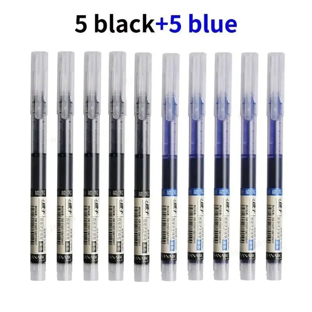 10Pack 05mm Needle Tip Black Ink Gel Pen Set Smooth Kawaii Stationery Pens For School Office 9