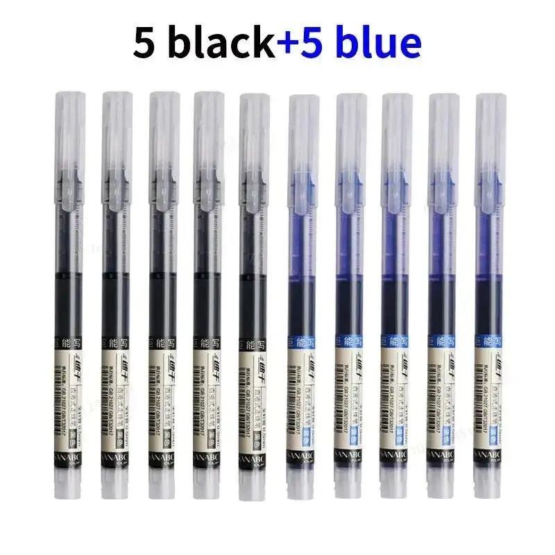 10Pack 05mm Needle Tip Black Ink Gel Pen Set Smooth Kawaii Stationery Pens For School Office 9
