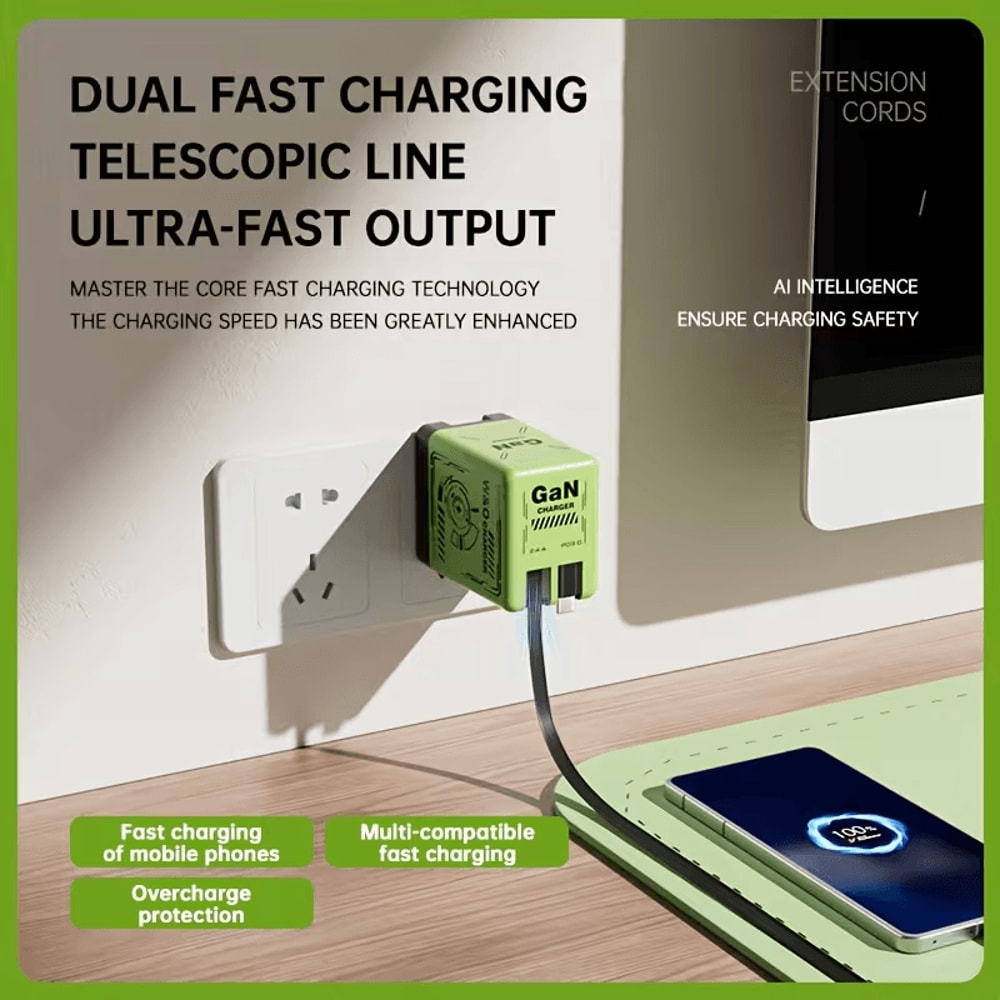Portable 120W fast charger for phones and laptops