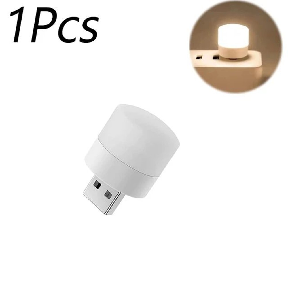 Mini USB Night Light Warm White LED PlugIn Reading Light For Laptop Power Bank Charger 6