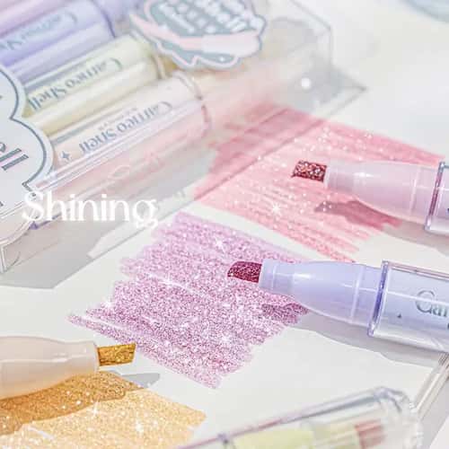 Glitter Highlighter Pens 4-Color Set – Shimmer Marker Set for Journals, Notes & Scrapbooking