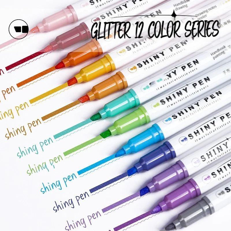 Glitter Highlighter Pens 4Color Set Shimmer Marker Set For Journals Notes Scrapbooking 3
