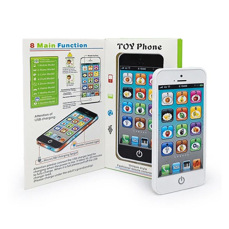 Baby Musical Phone Toy Light Sound English Learning Educational Phone Toy For Toddlers 2