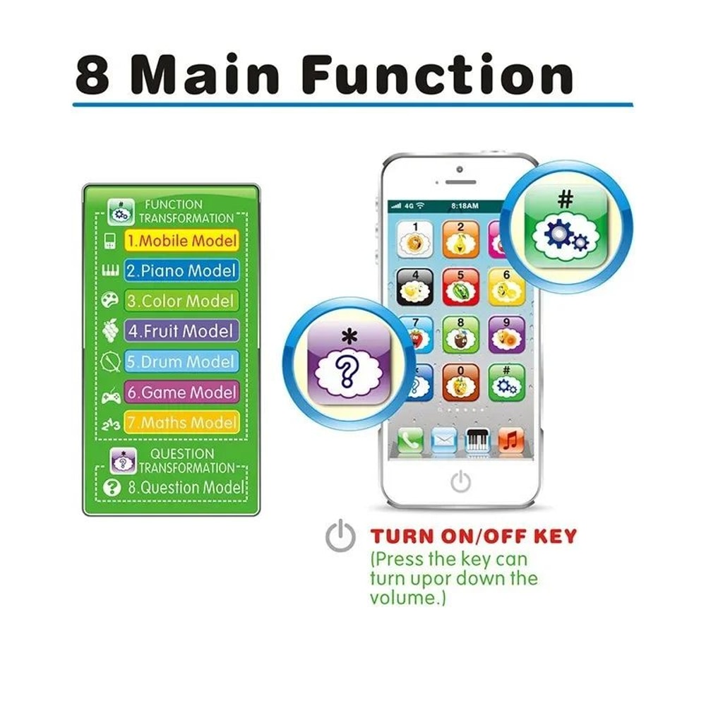 Baby Musical Phone Toy Light Sound English Learning Educational Phone Toy For Toddlers 3