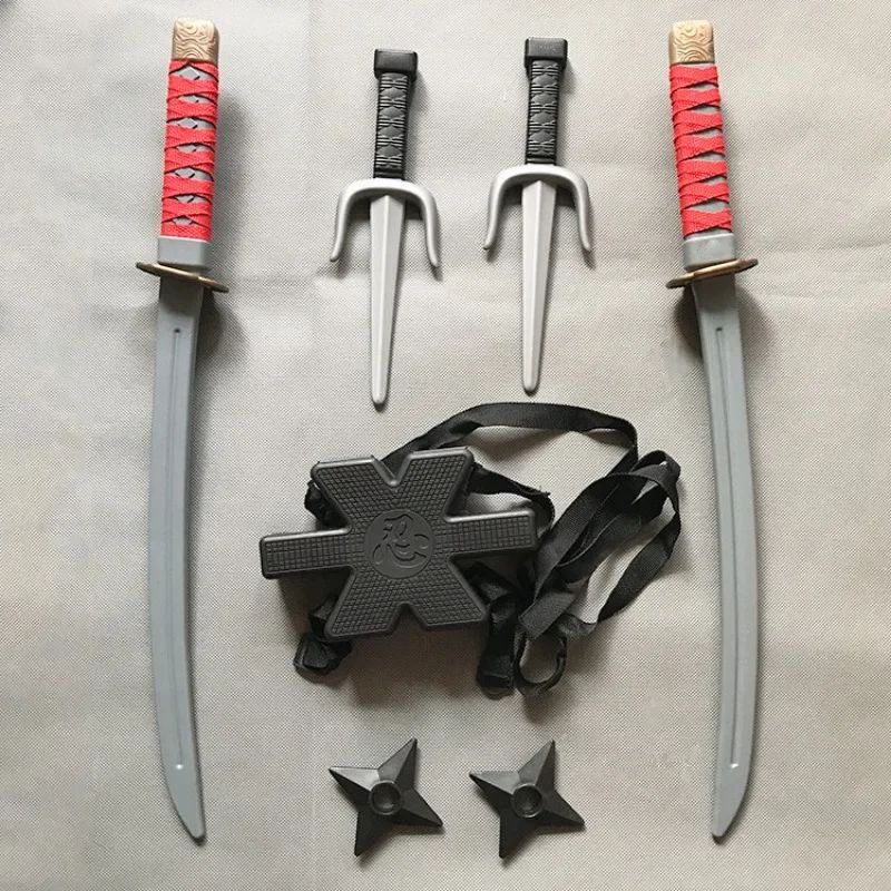 Kids Ninja Costume Accessories Samurai Toy Weapon Set Safe Plastic Dagger Darts For Halloween Cosp 1