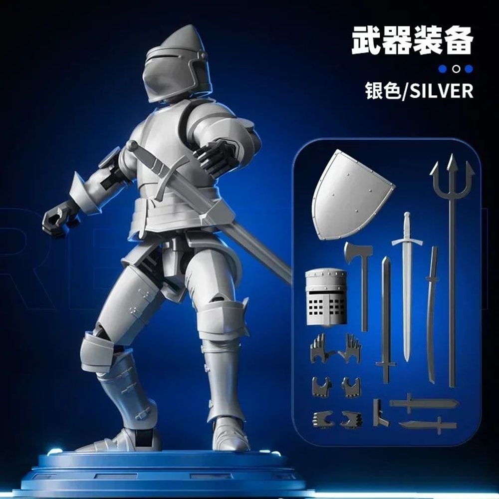 Paladin Knight 13Joint Poseable Figure 3D Printed Action Figure With Armor Weapon Set 8
