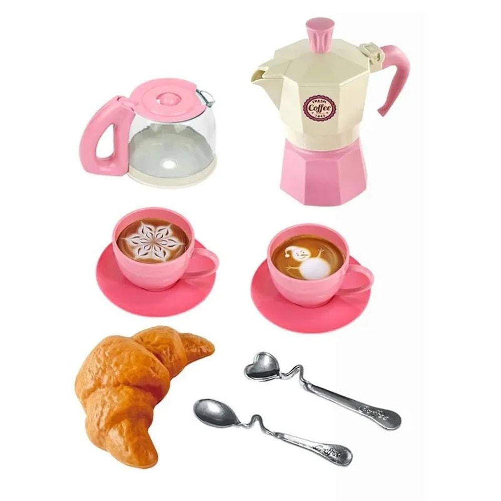 Kids Pretend Play Coffee Set With Cups Treats Afternoon Tea Playset For Play Kitchen Fun 5