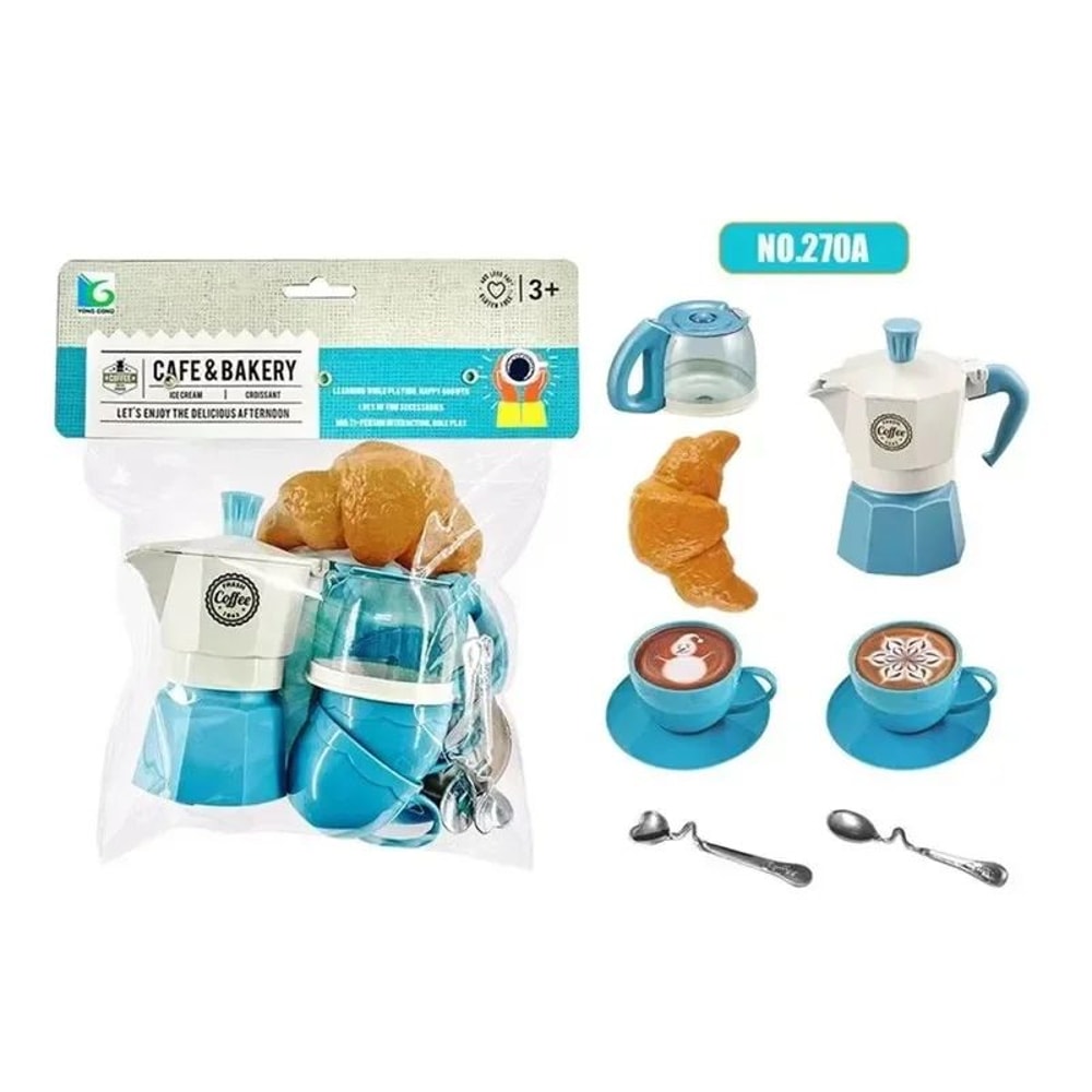Kids Pretend Play Coffee Set With Cups Treats Afternoon Tea Playset For Play Kitchen Fun 7