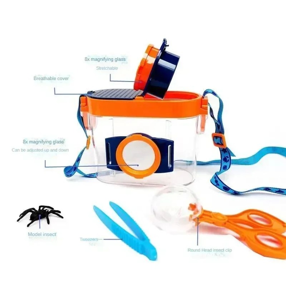 Kids Bug Viewer Magnifier Box Insect Observation Box Outdoor Exploration Kit 4