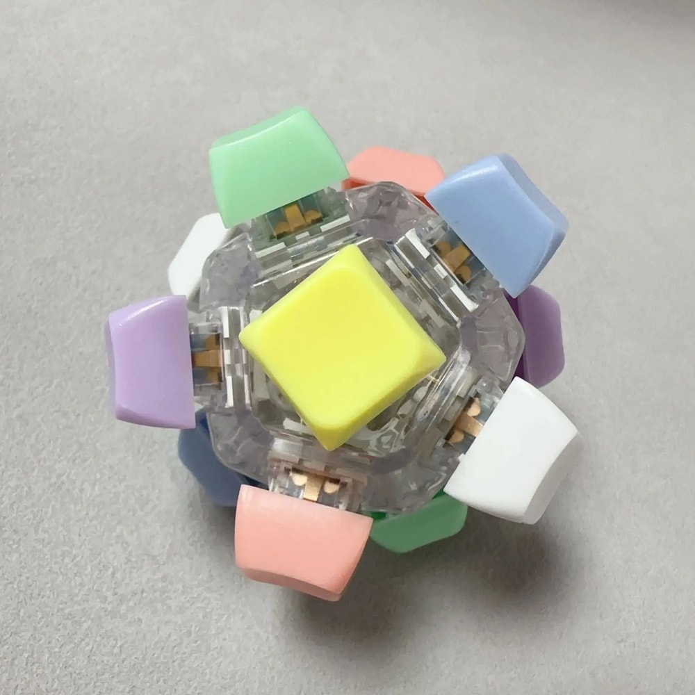 12Key Mechanical Keycap Clicker Keychain Keyboard Fidget Toy For Stress Relief Focus 12