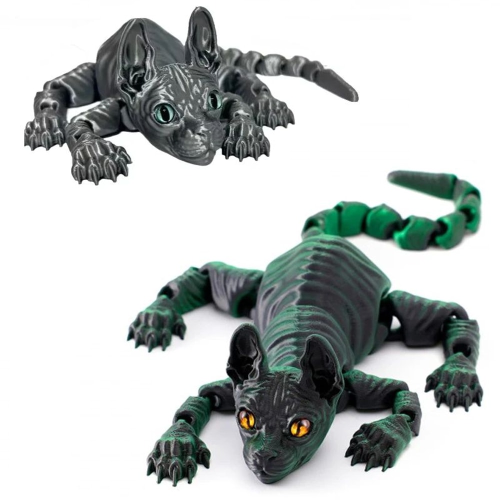 3D Printed Sphynx Cat Articulated Figurine Realistic Hairless Cat Fidget Desk Decor 2