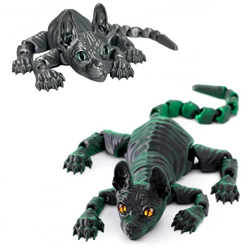 3D Printed Sphynx Cat Articulated Figurine Realistic Hairless Cat Fidget Desk Decor 2