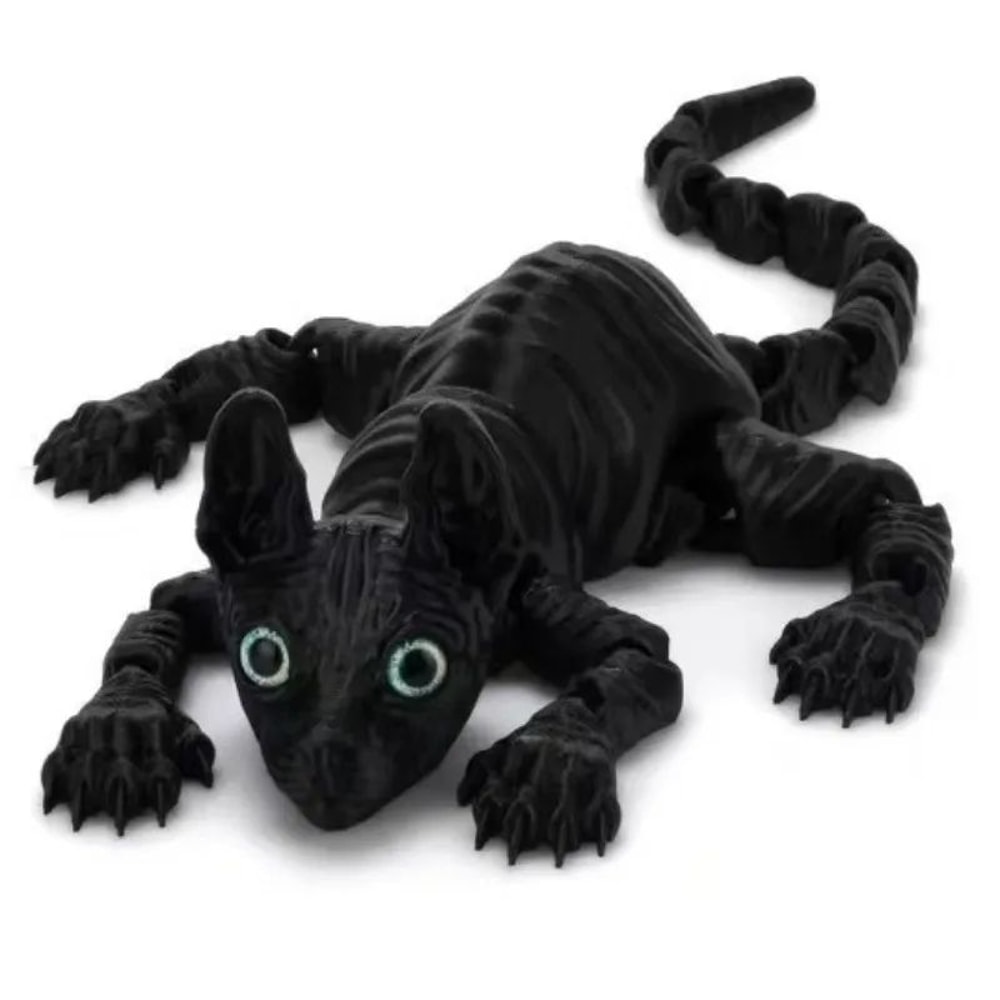 3D Printed Sphynx Cat Articulated Figurine Realistic Hairless Cat Fidget Desk Decor 7