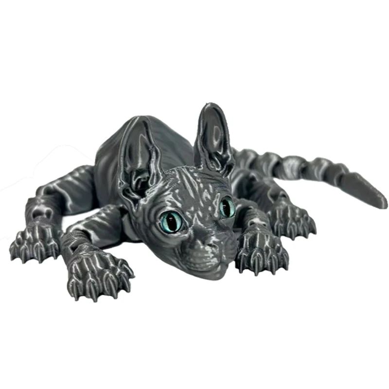 3D Printed Sphynx Cat Articulated Figurine Realistic Hairless Cat Fidget Desk Decor 9