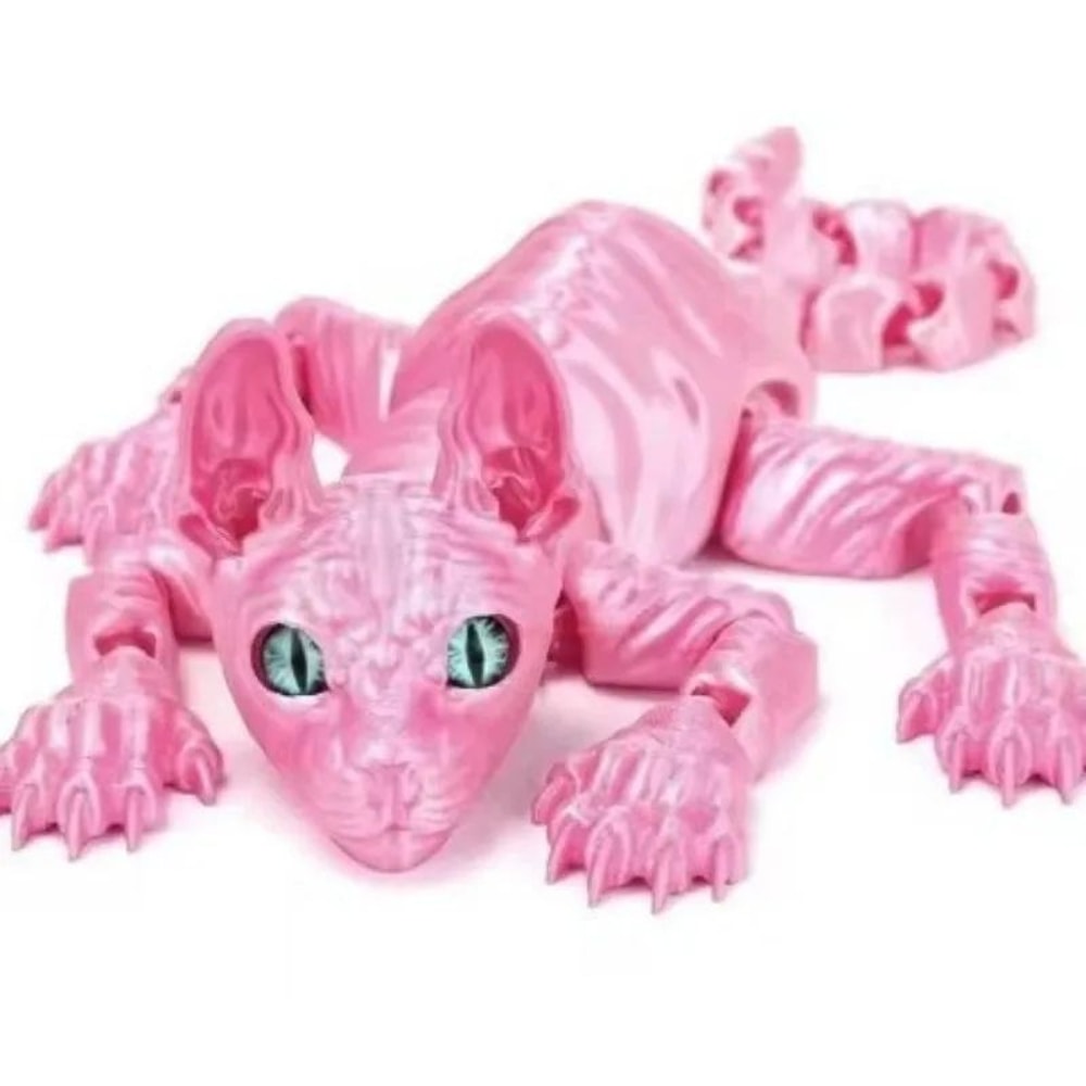 3D Printed Sphynx Cat Articulated Figurine Realistic Hairless Cat Fidget Desk Decor 10