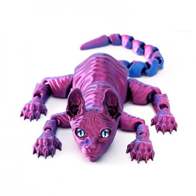 3D Printed Sphynx Cat Articulated Figurine Realistic Hairless Cat Fidget Desk Decor 11