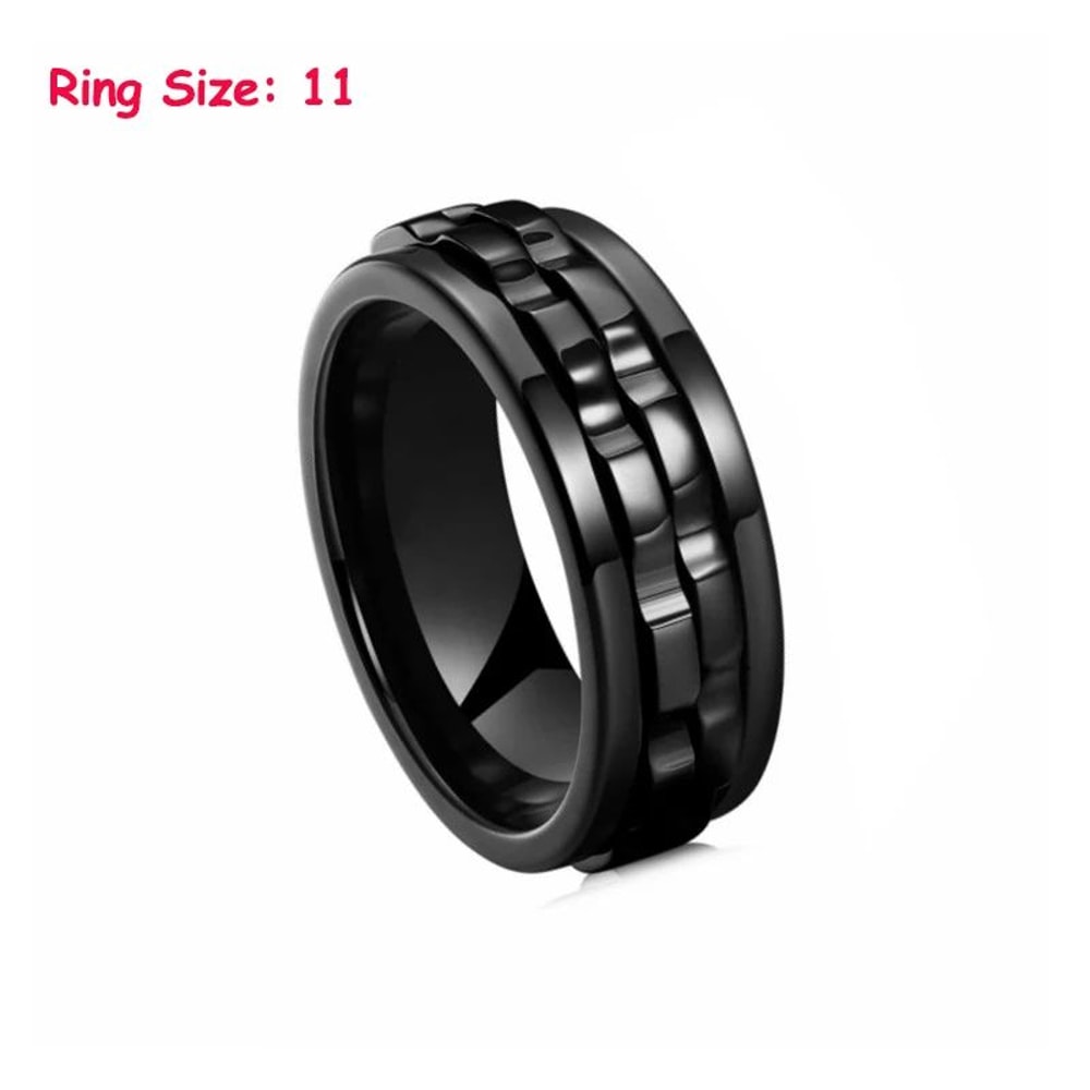 Stainless Steel Spinning Chain Ring For Men Rotating Anxiety Relief Fidget Band 7