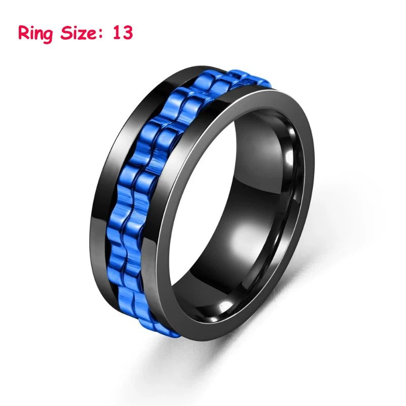 Stainless Steel Spinning Chain Ring For Men Rotating Anxiety Relief Fidget Band 11