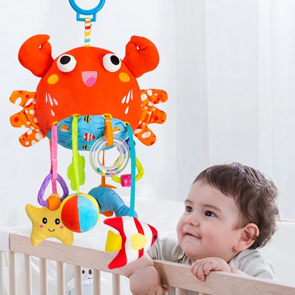 Plush Animal Baby Rattle Toy For Stroller Crib Soft Hanging Bell Newborn Sensory Toy 2
