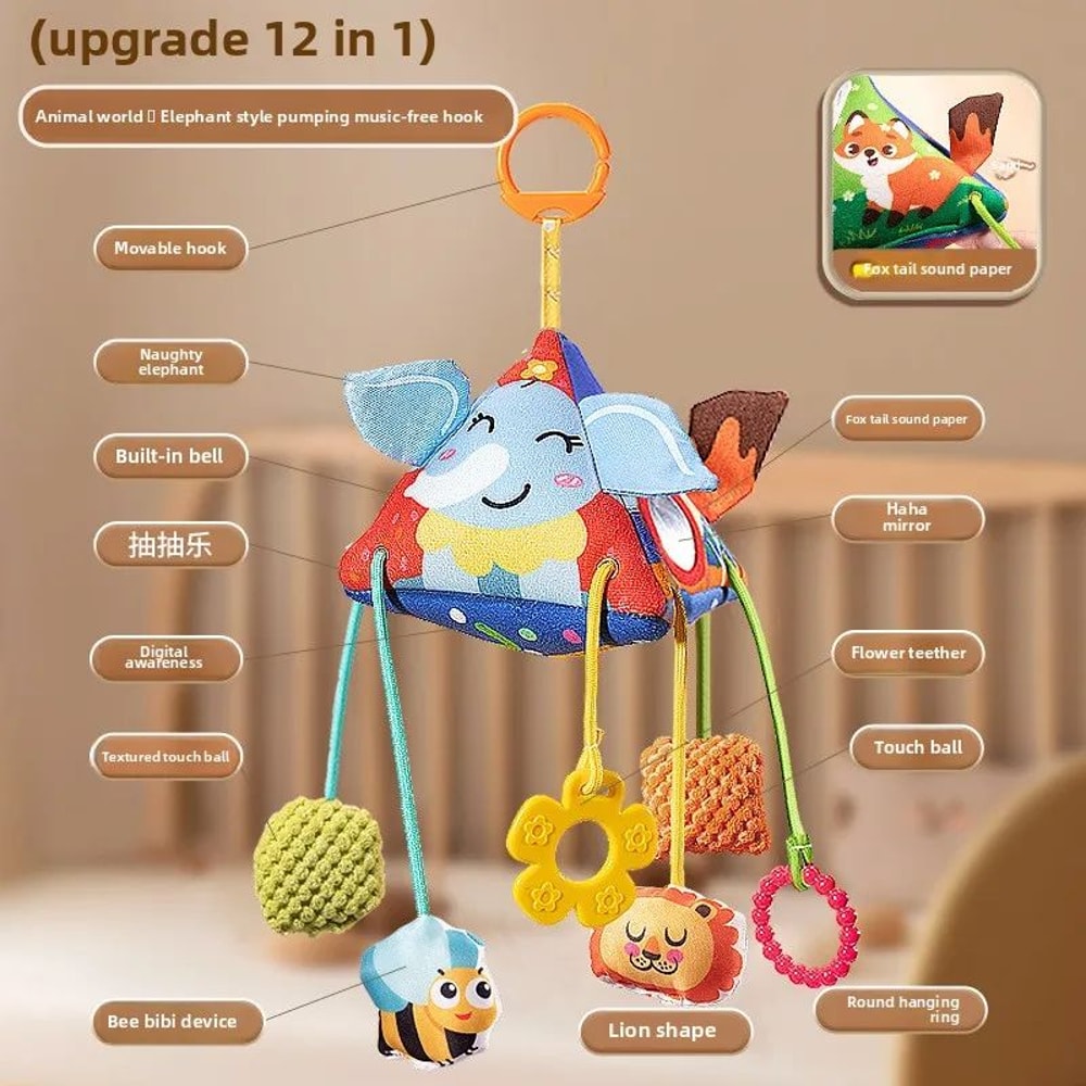 Plush Animal Baby Rattle Toy For Stroller Crib Soft Hanging Bell Newborn Sensory Toy 7