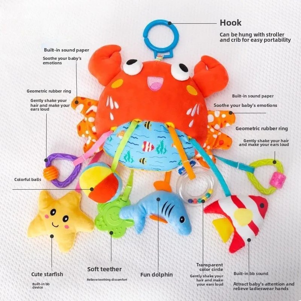 Plush Animal Baby Rattle Toy For Stroller Crib Soft Hanging Bell Newborn Sensory Toy 8