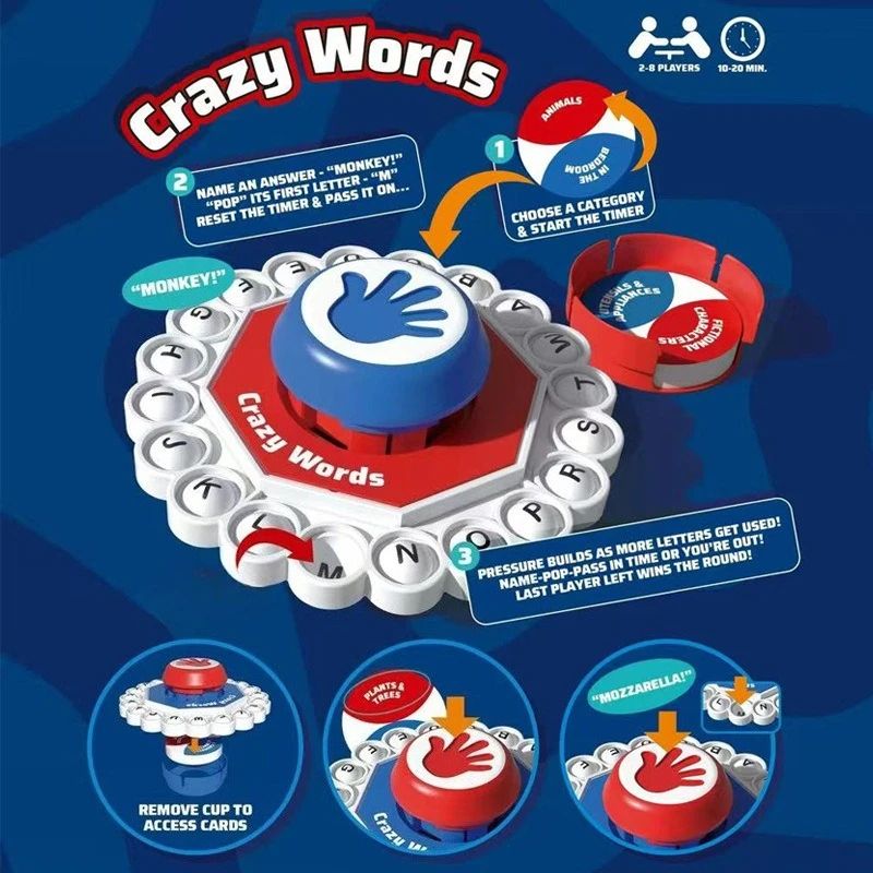 Crazy Words QuickThink Letter Pressing Word Game FastPaced Family Board Game For Kids Adults 3