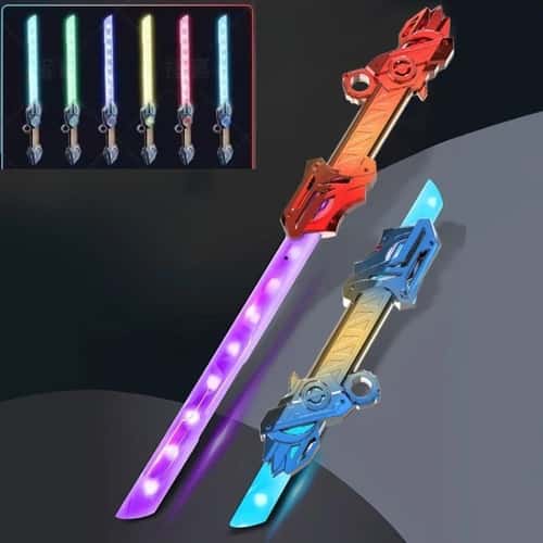 Double-Head Telescopic LED Laser Sword – Rotating 2-in-1 Light Saber Toy for Kids & Adults