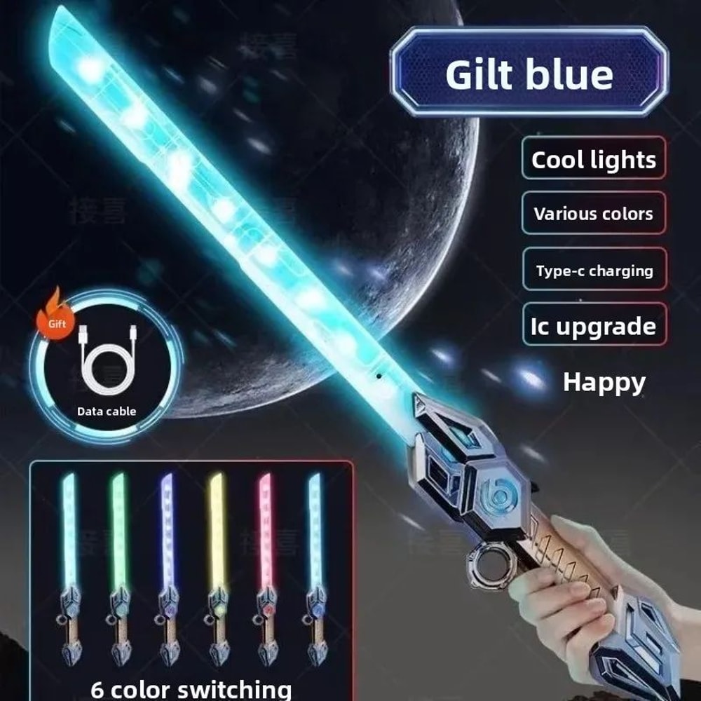 DoubleHead Telescopic LED Laser Sword Rotating 2in1 Light Saber Toy For Kids Adults 2