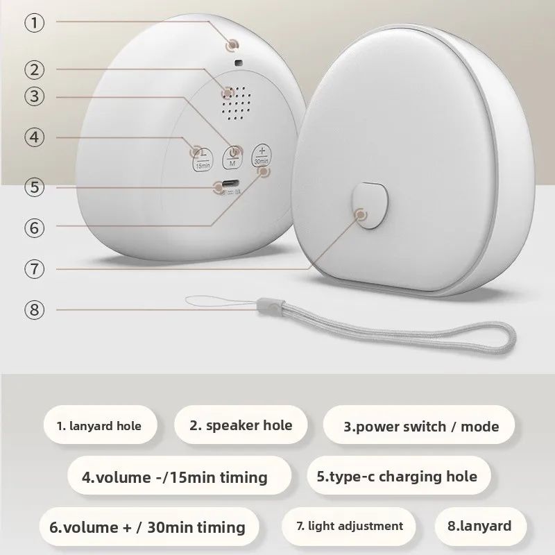 Rechargeable White Noise Machine With RGB Touch Night Light Sleep Sound Baby Sleep Aid Lamp 4